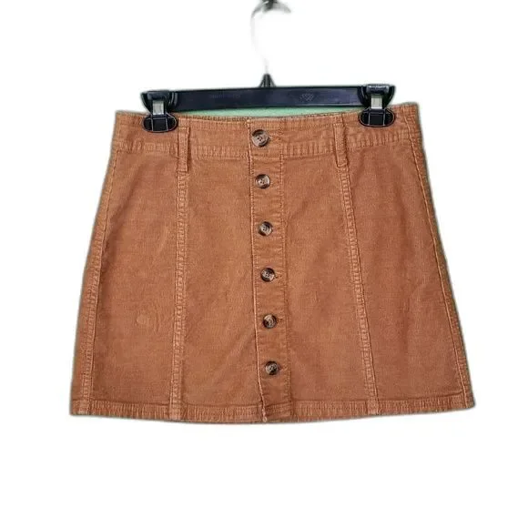 American Eagle Outfitters Brown Corduroy Super Stretch A-line Mini Skirt Size 02 - Picture 1 of 8